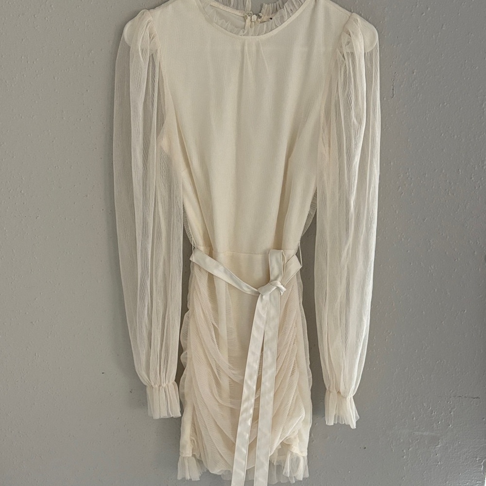 Elegant Cream Dress with Belt